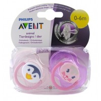 Avent Soother 0-6m - Asst Animal design   