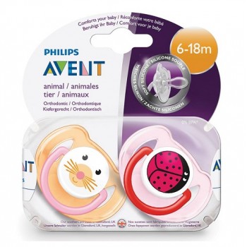 Avent Soother 6-18m - Asst Animal design   