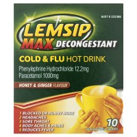 Lemsip Max Decongestant Honey & Ginger Cold&Flu Hot Drink 10 Sachets