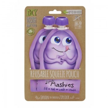 Little Mashies Reusable Squeeze Pouch Pack of 2 - Purple 2x130ml 