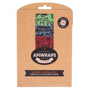 Apiwraps Reusable Beeswax Wraps - Cheese 2 x Small & 1 x Medium 3 