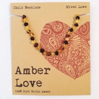 Amber Love Children's Necklace 100% Baltic Amber - Mixed Love 33cm 