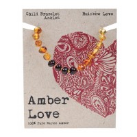 Amber Love Children's Bracelet/Anklet 100% Baltic Amber - Rainbow Love 14cm 