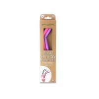 Little Mashies Reusable Soft Silicone Straws Pink & Purple + Cleaning Brush 2 