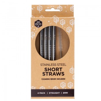 Ever Eco Stainless Steel Short Straws Includes Cleaning Brush 4 