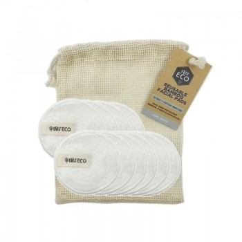Ever Eco Reusable Bamboo Facial Pads White with Cotton Wash Bag 10 