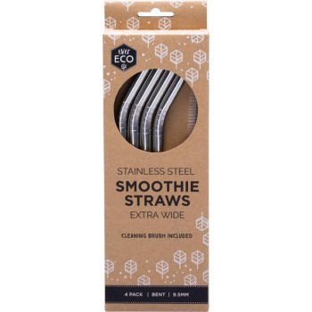 Ever Eco Smoothie Straws - Bent Stainless Steel + Cleaning Brush 4 