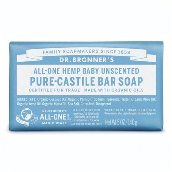Dr Bronner Castile Bar Soap Baby Unscent 140g 