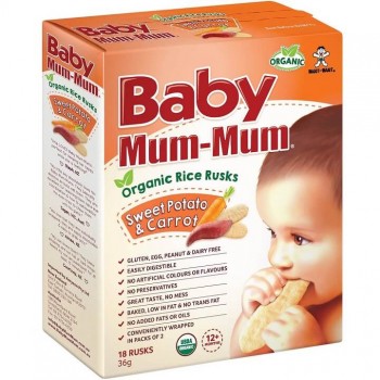 Baby Mum-Mum Organic Rice Rusks Sweet Potato & Carrot 36g 
