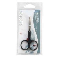 Basicare Nail Scissors Rubber Coated Finger Rings Curved Blades  