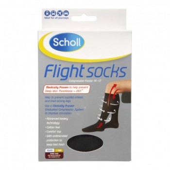 Scholl Flight Socks Black 6-9 (Aus) 40-44 1 Pair