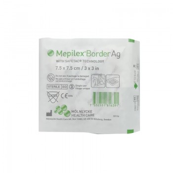 Molnlycke Mepilex Border Ag Antimicrobial Dressing 7.5cm x 7.5cm single 