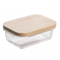 busybee Bento Lunch Box Glass/Bamboo  17x12x6cm 