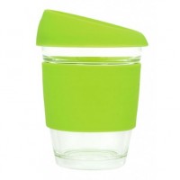 busybee Reusable Coffee Cup glass/silicone green 350ml 