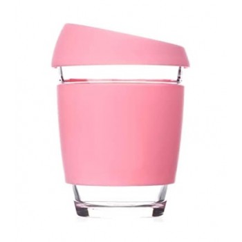 busybee Reusable Coffee Cup glass/silicone pink 350ml 