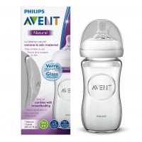 Avent Natural Glass Baby Bottle 1m+  240ml 
