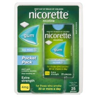 Nicorette Nicotine Gum 4mg Icy Mint Pocket Pack 25pce 