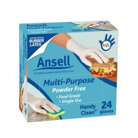 Ansell Latex Gloves Med/Lge Multipurpose Powder Free 24Pce 