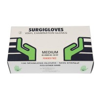 Surgigloves Disposable Vinyl Examination Gloves Powder Free Medium 100Pk 