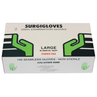 Surgigloves Disposable Vinyl Examination Gloves Powder Free Large 100 Pack 
