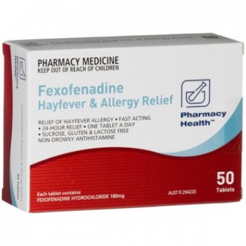 Pharmacy Health Fexofenadine Hayfever Allergy Relief Antihistamines 180mg 50 Tab