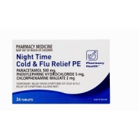 Pharmacy Health Night Time Cold & Flu Relief PE 24 Tab