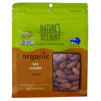 Natures Delight Organic Raw Almonds 325g 