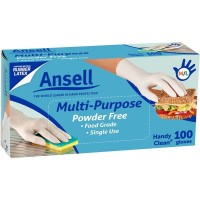 Ansell Latex Gloves Med/Lge Multipurpose Powder Free 100Pce 