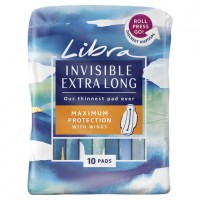 Libra Invisible Extra Long Pads with wings 10 