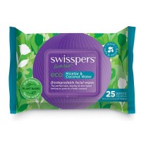 Swisspers Eco Micellar & Coconut Water Biodegradable Facial Wipes 25 