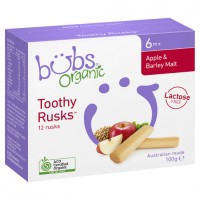 Bubs Organic Toothy Rusks 12 Apple & Barley Malt 6m+ 100g 