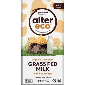 Alter Eco Organic Grass Fed Chocolate Rice Crunch 46% 75g 