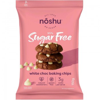 Noshu White Choc Baking Chips 95% Sugar Free 150g 