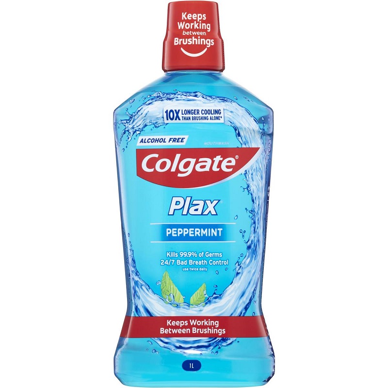Colgate Plax Alcohol-Free Antibaterial Mouthwash Peppermint 1l 
